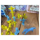 Assorted Vintage Toys Marx Cowboys and Native Americans, Care Bears, Lego, Wrist Quiz, Monchichi, Tea Set