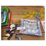 Assorted Vintage Toys Marx Cowboys and Native Americans, Care Bears, Lego, Wrist Quiz, Monchichi, Tea Set