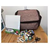 Transport Sewing Machine Case on Rollers, Spools of Thread, 4 New Canvas