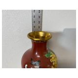 Antique 3 Brass with Enamel Exterior Oriental Vases