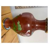 Antique 3 Brass with Enamel Exterior Oriental Vases