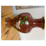 Antique 3 Brass with Enamel Exterior Oriental Vases