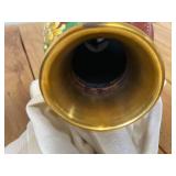 Antique 3 Brass with Enamel Exterior Oriental Vases