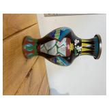 Antique 3 Brass with Enamel Exterior Oriental Vases