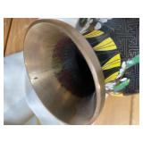 Antique 3 Brass with Enamel Exterior Oriental Vases