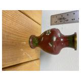 Antique 3 Brass with Enamel Exterior Oriental Vases