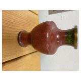 Antique 3 Brass with Enamel Exterior Oriental Vases