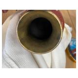 Antique 3 Brass with Enamel Exterior Oriental Vases