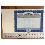 Vintage Lithograph Certificates in Blue No. 502 Over 100 Sheets