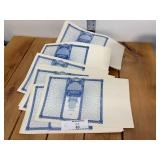 Vintage Lithograph Certificates in Blue No. 502 Over 100 Sheets