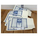 Vintage Lithograph Certificates in Blue No. 502 Over 100 Sheets