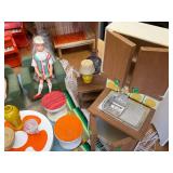 Vintage MCM Large Tin Lithograph Doll House 27"x16"x13" Amazing Condition 30+ Lundby 70