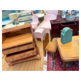 Vintage MCM Large Tin Lithograph Doll House 27"x16"x13" Amazing Condition 30+ Lundby 70