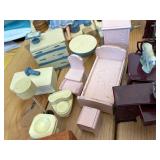 Vintage MCM Large Tin Lithograph Doll House 27"x16"x13" Amazing Condition 30+ Lundby 70