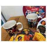 Vintage 4 pc Set Mugs & 4 PC Set Plates Matching Set Coca-Cola Fall Sakura Stoneware Sets