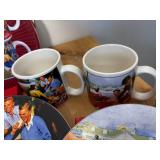 Vintage 4 pc Set Mugs & 4 PC Set Plates Matching Set Coca-Cola Fall Sakura Stoneware Sets
