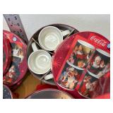 3 sets of Vintage 4 pc Set Mugs & 4 PC Set Plates Matching Set Coca-Cola Christmas Sakura Stoneware Sets