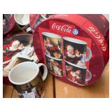 3 sets of Vintage 4 pc Set Mugs & 4 PC Set Plates Matching Set Coca-Cola Christmas Sakura Stoneware Sets