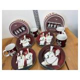Set of 4 Mugs and 4 Plates Matching Chef Themed by Jennifer Garant Casa Made
