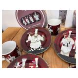 Set of 4 Mugs and 4 Plates Matching Chef Themed by Jennifer Garant Casa Made
