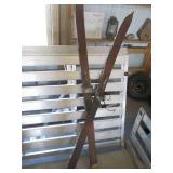 Pair of antique wooden snow Skis wi...