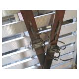 Pair of antique wooden snow Skis wi...