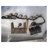 Vintage Wood clamp, sleigh bells an...