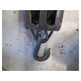 Antique wooden double wheel block a...