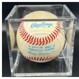 Rod Carew Signed Baseball Rawlings OALB Brown Ball Minnesota Twins w/cube and plaque