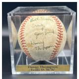 Danny Thomson RARE Signed Baseball Rawlings OALB Vingtage Ball - passed away young, hard to find! - Minnesota Twins w/cube and plaque