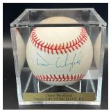 Dave Winfield Signed Baseball Rawlings OALB Brown Ball Minnesota Twins w/ cube and plaque