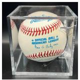 Kent Hrbek Signed Baseball Rawlings OALB Budig Ball Minnesota Twins w/ cube and plaque