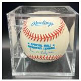 Joe Altobelli Signed Baseball (Twins OF/1B 1961) Rawlings OALB Budig Ball Minnesota Twins w/ cube and plaque