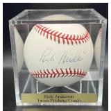 Rick Anderson (Minnesota Twins Pitching Coach) Signed Baseball Rawlings OMLB Selig Ball w/ cube and plaque