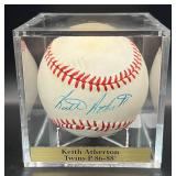 Keith Atherson (Minnesota Twins Pitcher 1986-88) Signed Vintage Official League Baseball w/cube and plaque