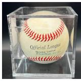 Keith Atherson (Minnesota Twins Pitcher 1986-88) Signed Vintage Official League Baseball w/cube and plaque