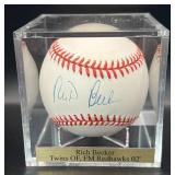 Rich Becker (Minnesota Twins OF) Signed Baseball Rawlings OALB Ball w/ cube and plaque