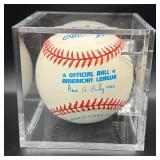 Rich Becker (Minnesota Twins OF) Signed Baseball Rawlings OALB Ball w/ cube and plaque