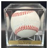 Juan Berenguer (Minnesota Twins P 1987-1990) Signed Baseball Rawlings OMLB Moore Ball w/ cube and plaque