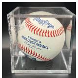 Juan Berenguer (Minnesota Twins P 1987-1990) Signed Baseball Rawlings OMLB Moore Ball w/ cube and plaque