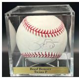 Boof Bonzer (Minnesota Twins Pitcher) Signed Baseball Rawlings OMLB Selig Ball w/ cube and plaque