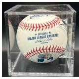 Boof Bonzer (Minnesota Twins Pitcher) Signed Baseball Rawlings OMLB Selig Ball w/ cube and plaque