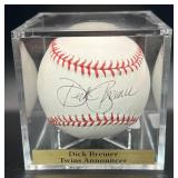 Dick Bremer (Minnesota Twins Announcer) Signed Baseball Rawlings OMLB Selig Ball w/ cube and plaque