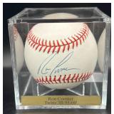 Ron Coomer (Minnesota Twins 3B 1995-2000) Signed Baseball Rawlings OMLB Selig Ball w/ cube and plaque