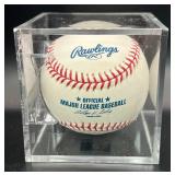 Jesse Crain (Minnesota Twins Pitcher) Signed Baseball Rawlings OMLB Selig Ball w/ cube and plaque