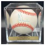 Chilli Davis (Minnesota Twins DH 1991-92) Signed Baseball Rawlings OALB Budig Ball w/ cube and plaque