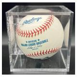 Lew Ford (Minnesota Twind OF) Signed Baseball Rawlings OMLB Selig Ball w/ cube and plaque