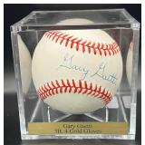 Garry Gaetti (Minnesota Twins 3B) Signed Baseball Rawlings OALB Brown Ball w/ cube and plaque