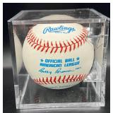 Greg Gagne (Minnesota Twins SS 1987-92) Signed Baseball Rawlings OALB Brown Ball w/ cube and plaque