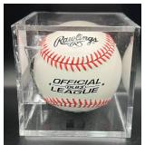 Eddie Guardado (Minnesota Twins Pitcher 1993-2003) Signed Rawlings OMLB Baseball w/ cube and plaque
